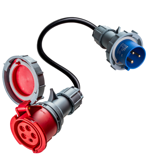 16A 5-pole to 32A 3-pole commando adapter