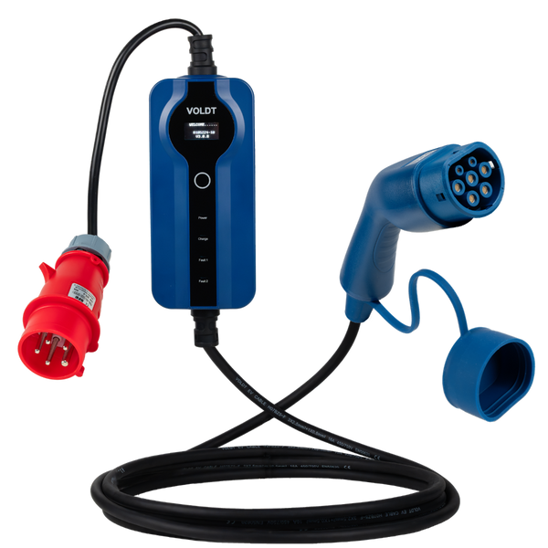 Type 2 - 16A red commando socket| 3 phase | Adjustable 8A - 16A | 11kW charging cable