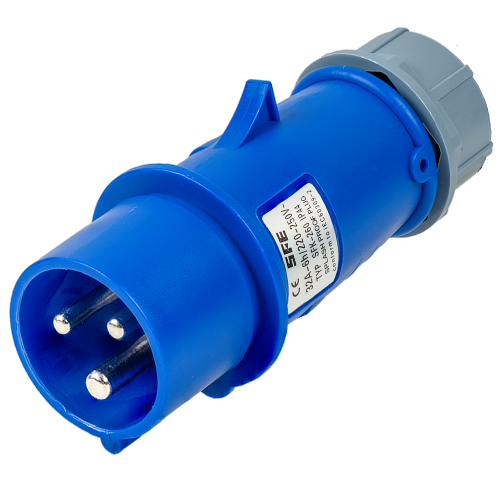 Type 2 - 32A blue commando socket | 1 phase | Adjustable 8A - 32a | 7.4kW charging cable