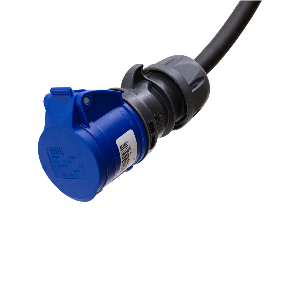 Adapter cable type 2 (charging station side) to 3-pole blue 32A commando socket