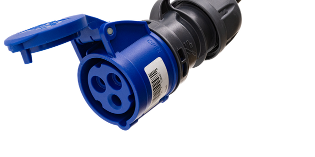 Adapter cable type 2 (charging station side) to 3-pole 16A blue commando socket