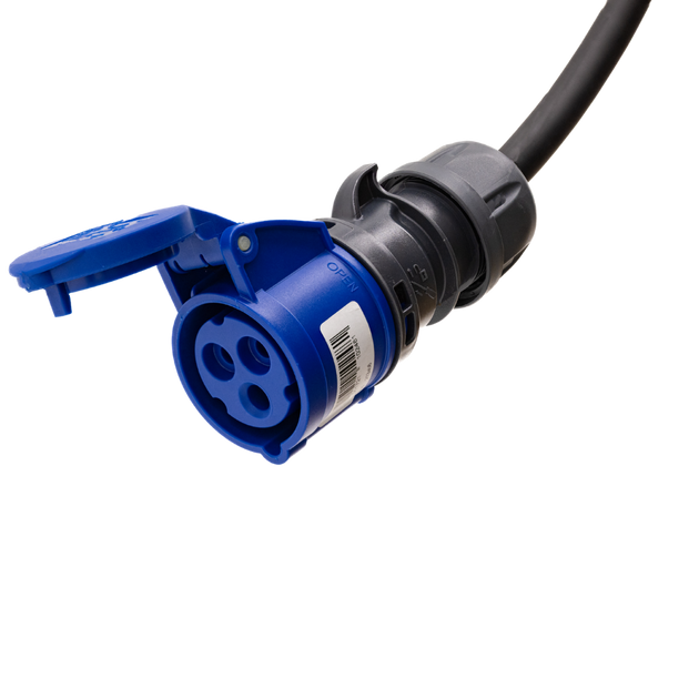 Adapter cable type 2 (charging station side) to 3-pole blue 32A commando socket