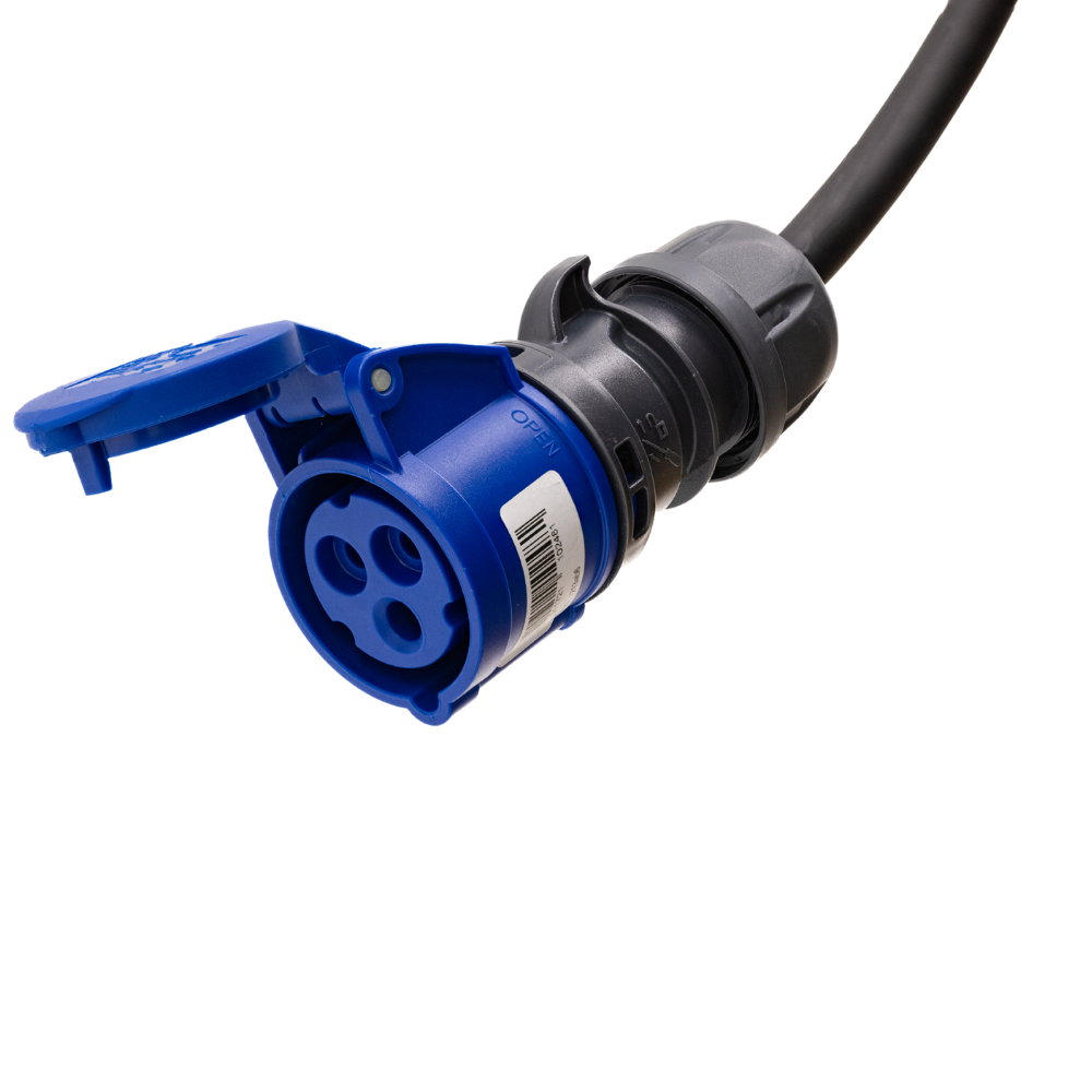 Adapter cable type 2 (charging station side) to 3-pole blue 32A commando socket