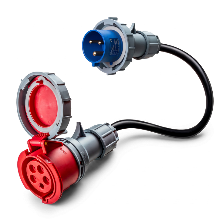 16A 5-pole to 16A 3-pole commando adapter