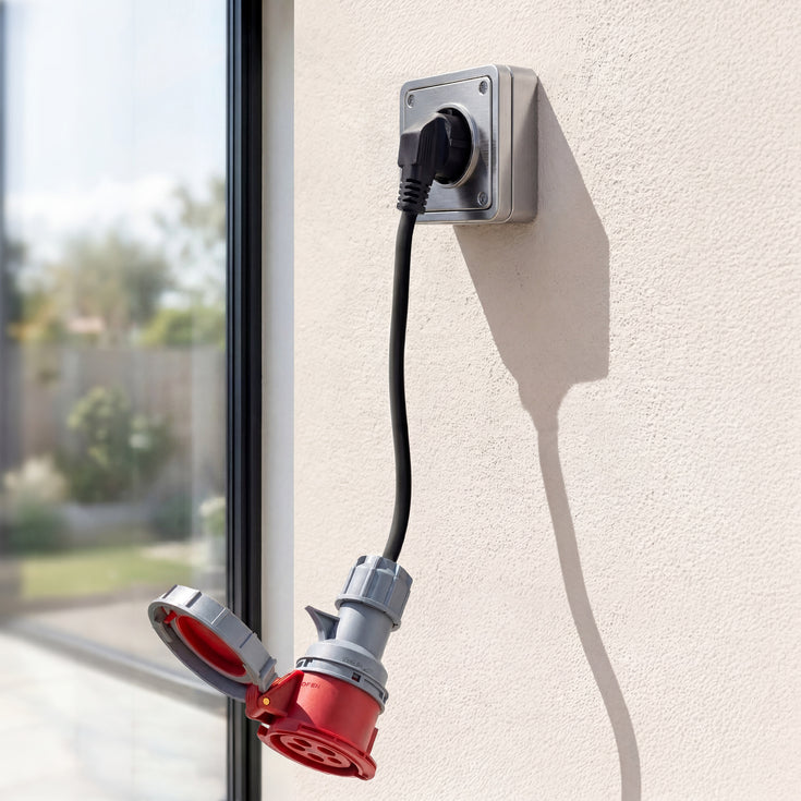 16A 5-pole to Schuko adapter