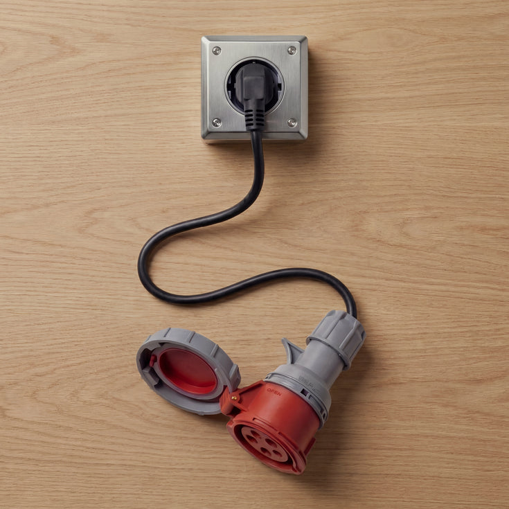 16A 5-pole to Schuko adapter