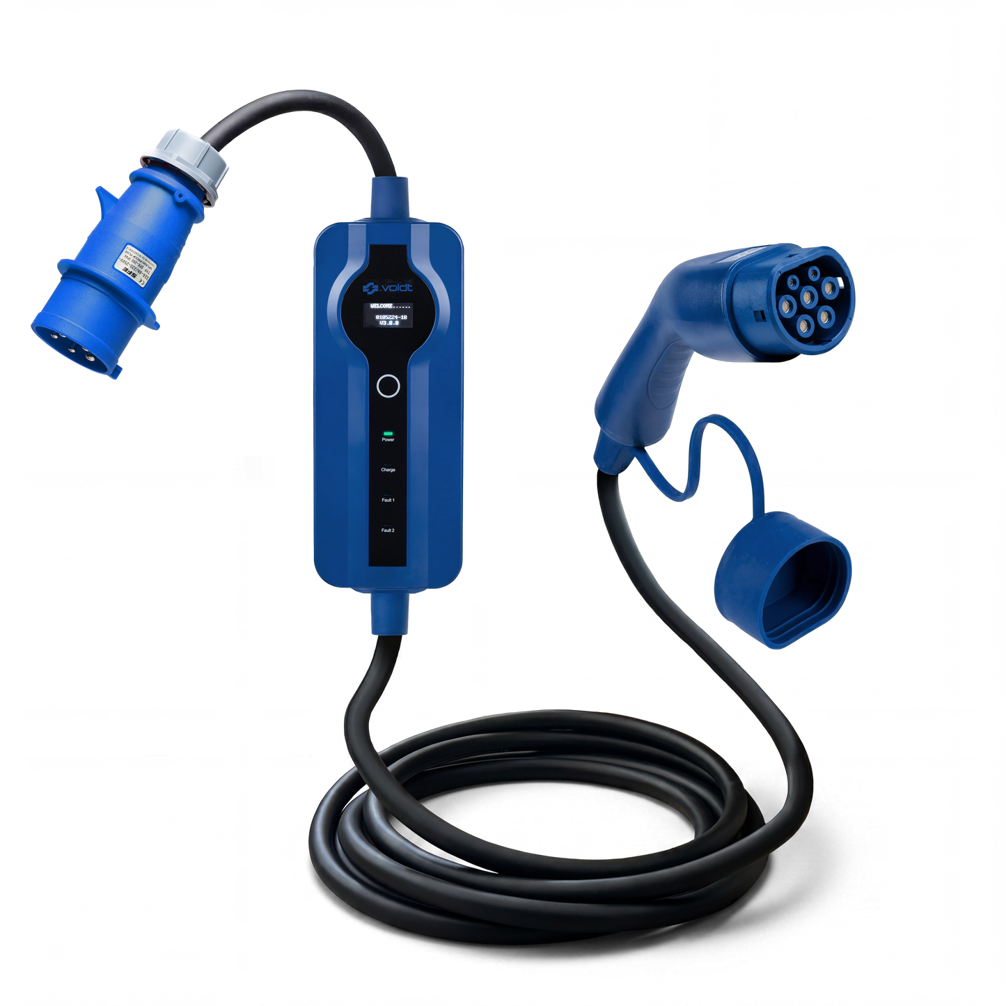 Voldt® Portable EV charger commando plug | 1 phase | 8A - 32A | 7.4kW + APP