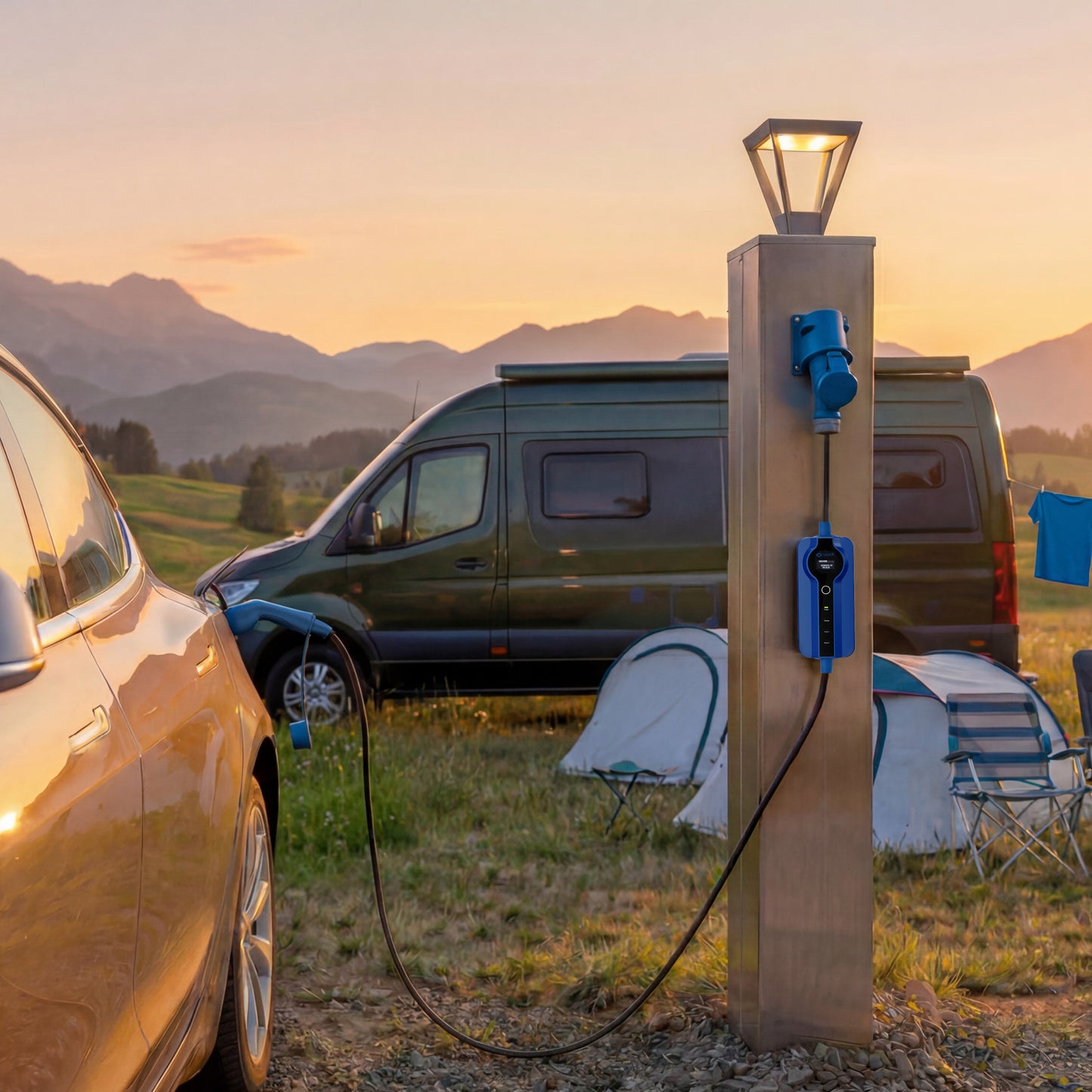 Voldt® Portable EV charger commando plug | 1 phase | 8A - 16A | 3.7kW + APP