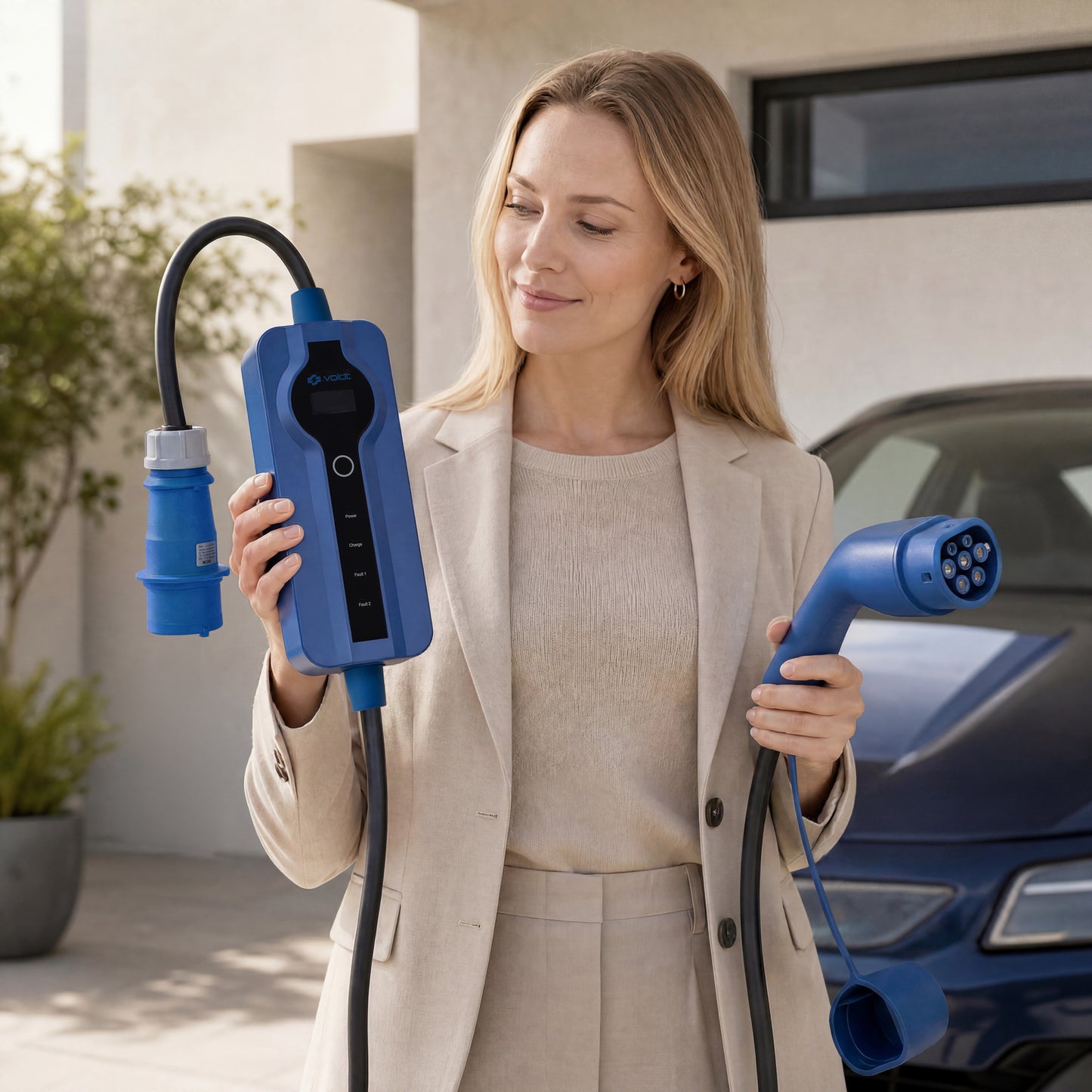 Voldt® Portable EV charger commando plug | 1 phase | 8A - 16A | 3.7kW + APP