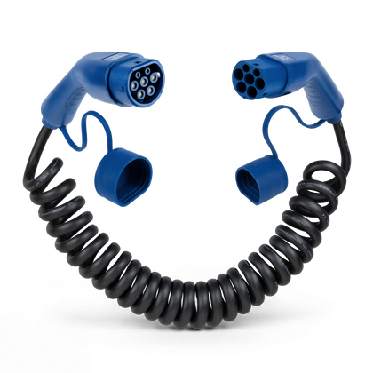 Type 2  | mode 3 | 32a | 22kW | coiled charging cable