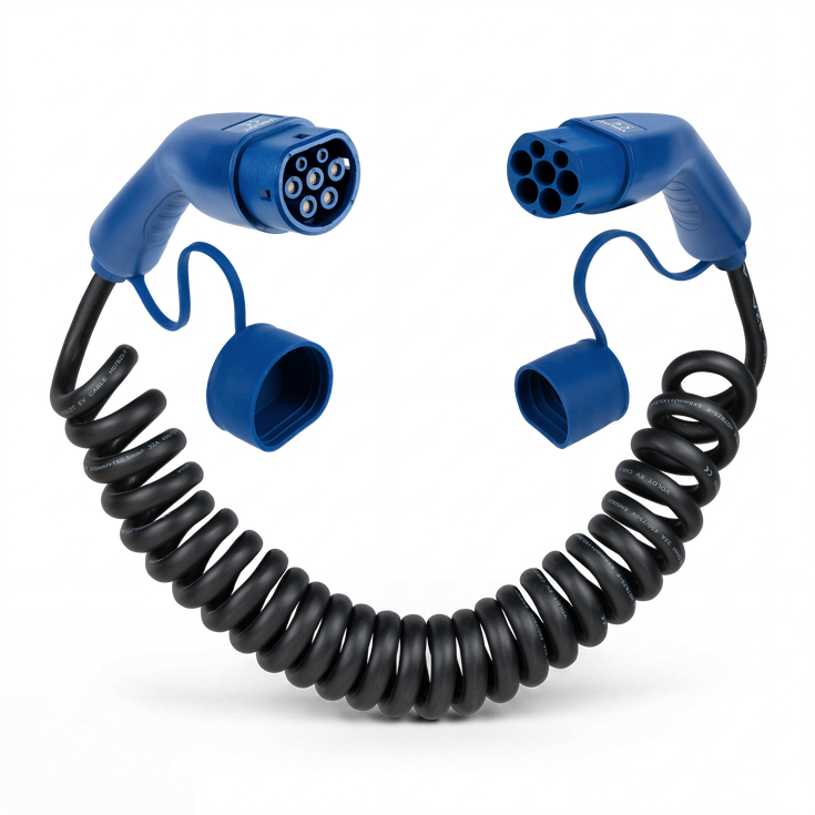 Type 2 | 1 phase | 32a | 7.4kW | coiled charging cable