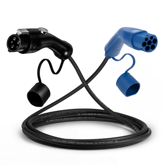 Type 1 - type 2 | 1 phase | 16A | 3,7kW charging cable