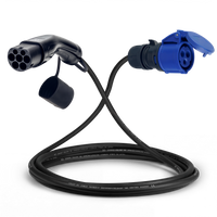 Adapter cable type 2 (charging station side) to 3-pole 16A blue commando socket