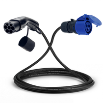 Adapter cable type 2 (charging station side) to 3-pole 16A blue commando socket
